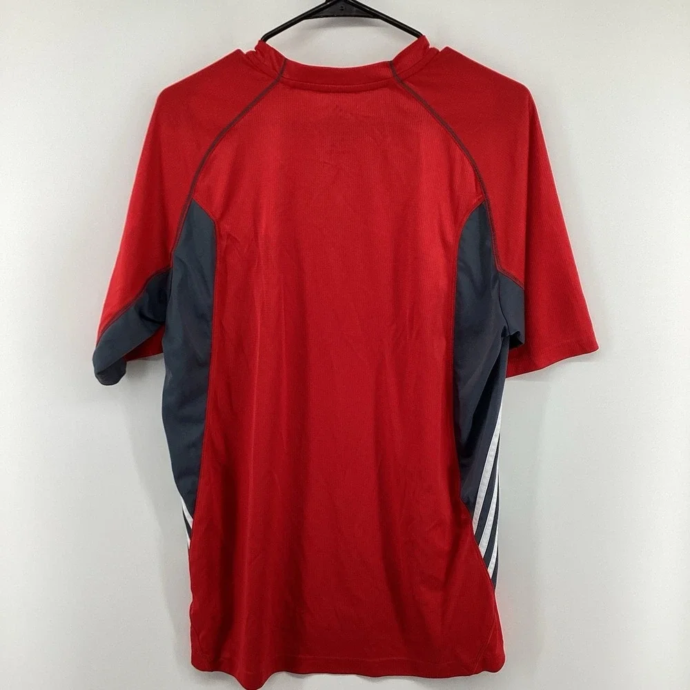 Mens Adidas Performance Short Sleeve Top- Red-‎ Large